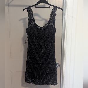 Free People Black Lace Overlay Dress